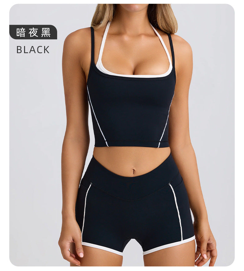 2-Piece Set Of Women's Clothing Sports Suit Underwear Vest Shorts Suspenders Bras Pilates Tight Fitting High Elasticity Fitness