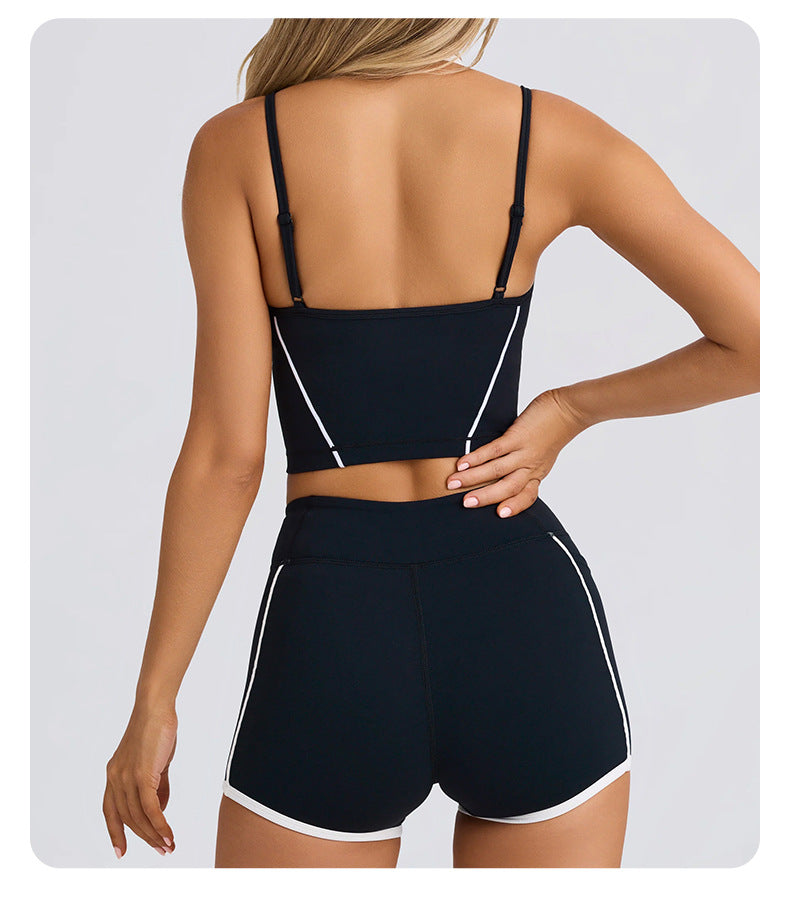 2-Piece Set Of Women's Clothing Sports Suit Underwear Vest Shorts Suspenders Bras Pilates Tight Fitting High Elasticity Fitness