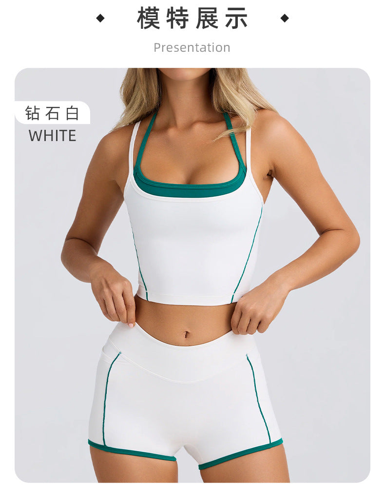 2-Piece Set Of Women's Clothing Sports Suit Underwear Vest Shorts Suspenders Bras Pilates Tight Fitting High Elasticity Fitness
