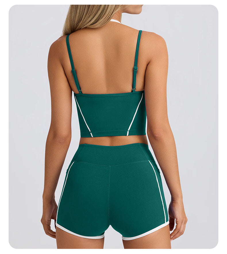 2-Piece Set Of Women's Clothing Sports Suit Underwear Vest Shorts Suspenders Bras Pilates Tight Fitting High Elasticity Fitness