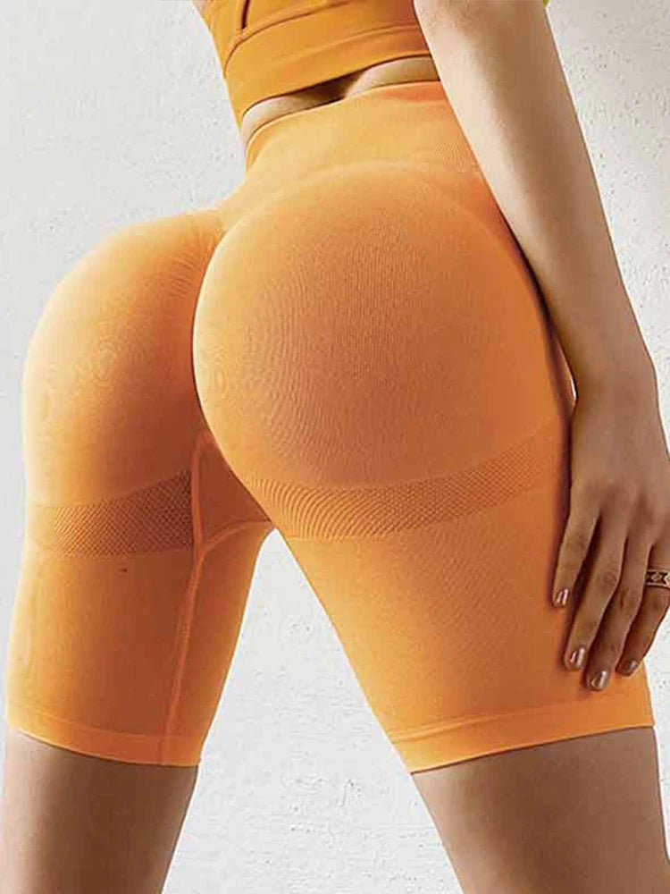 Women Sport Shorts Sexy High Waist Tight Shorts Gym Workout Seamless Hip Short Leggings for Women Summer Cycling Black Shorts