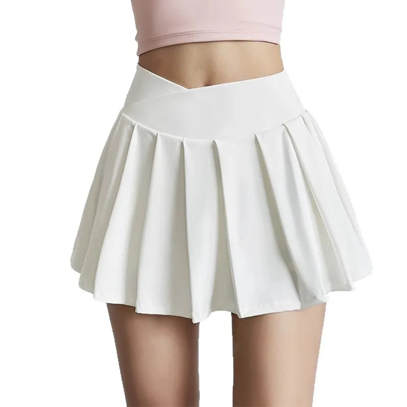 Sports Short Skirt Women's Summer Anti Glare Yoga Pants Fitness Clothes Quick Drying Breathable High Waist Pleated Tennis Skirt