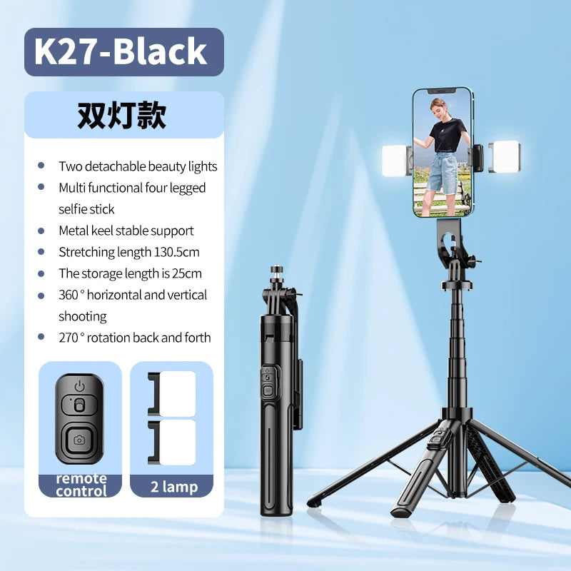 FANGTUOSI New Selfie Stick Universal Bluetooth Four-legged tripod 1.3 Meter Mobile Phone Stand Anti-shake Live Broadcast