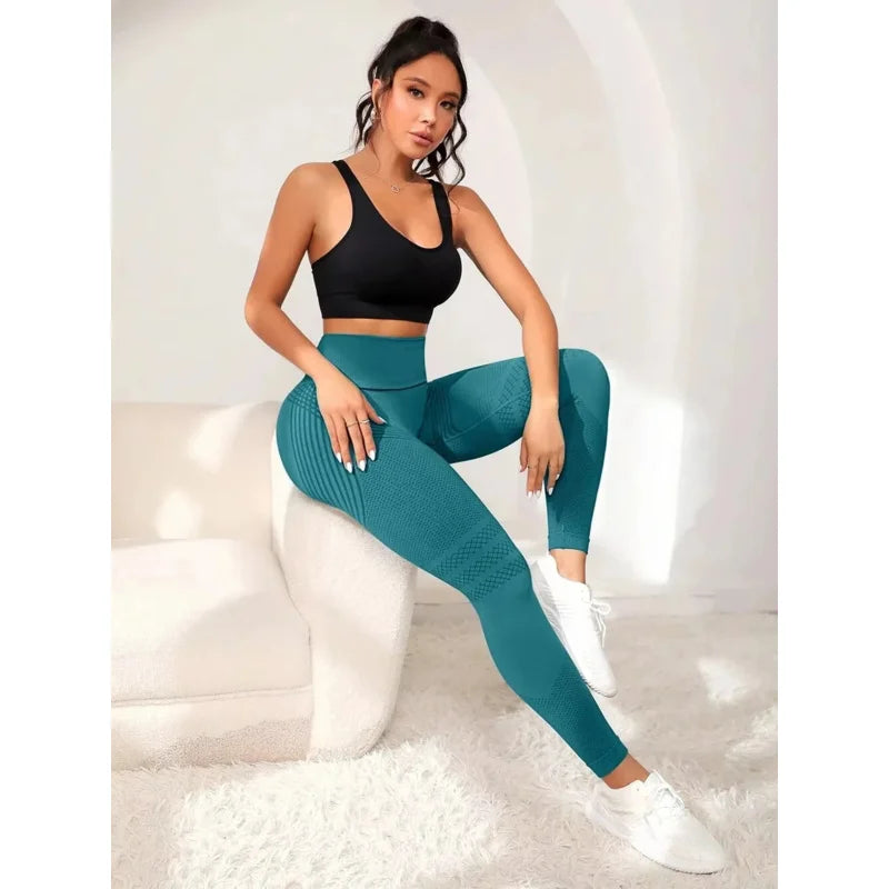 Sports Pants With Sexy Lines Lifting Buttocks Sports Tight Pants Women's High Waisted Elastic Fitness Pants Running Yoga Pants