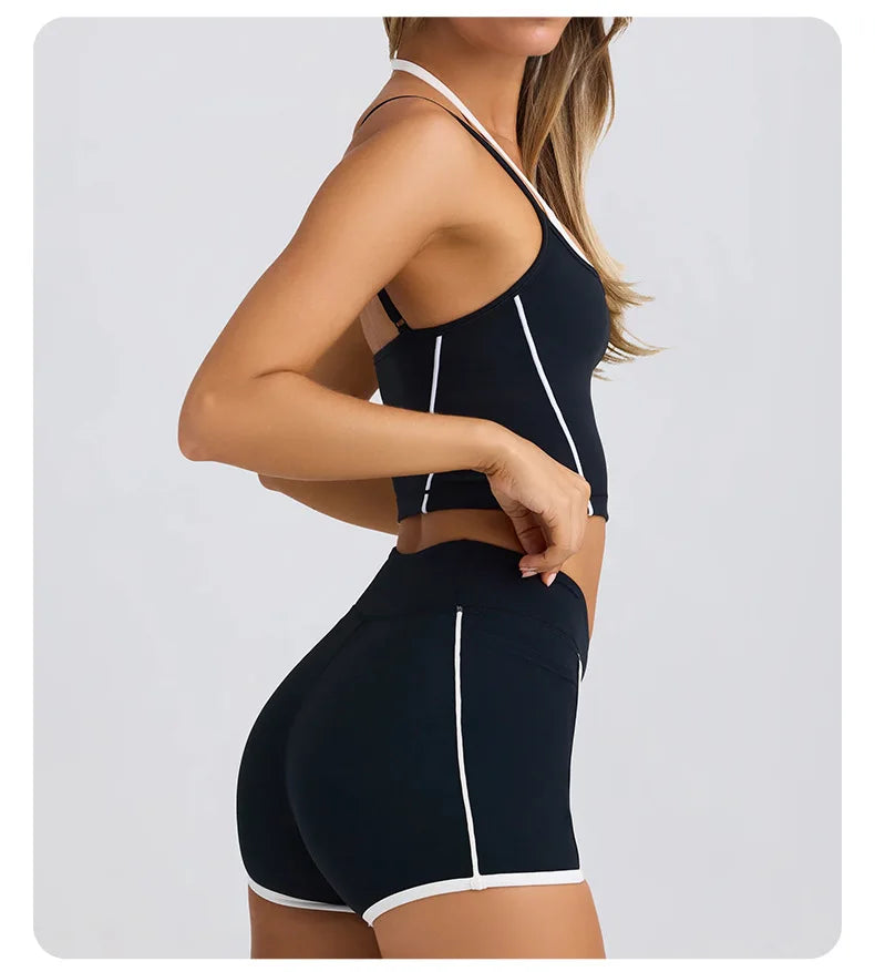 2-Piece Set Of Women's Clothing Sports Suit Underwear Vest Shorts Suspenders Bras Pilates Tight Fitting High Elasticity Fitness