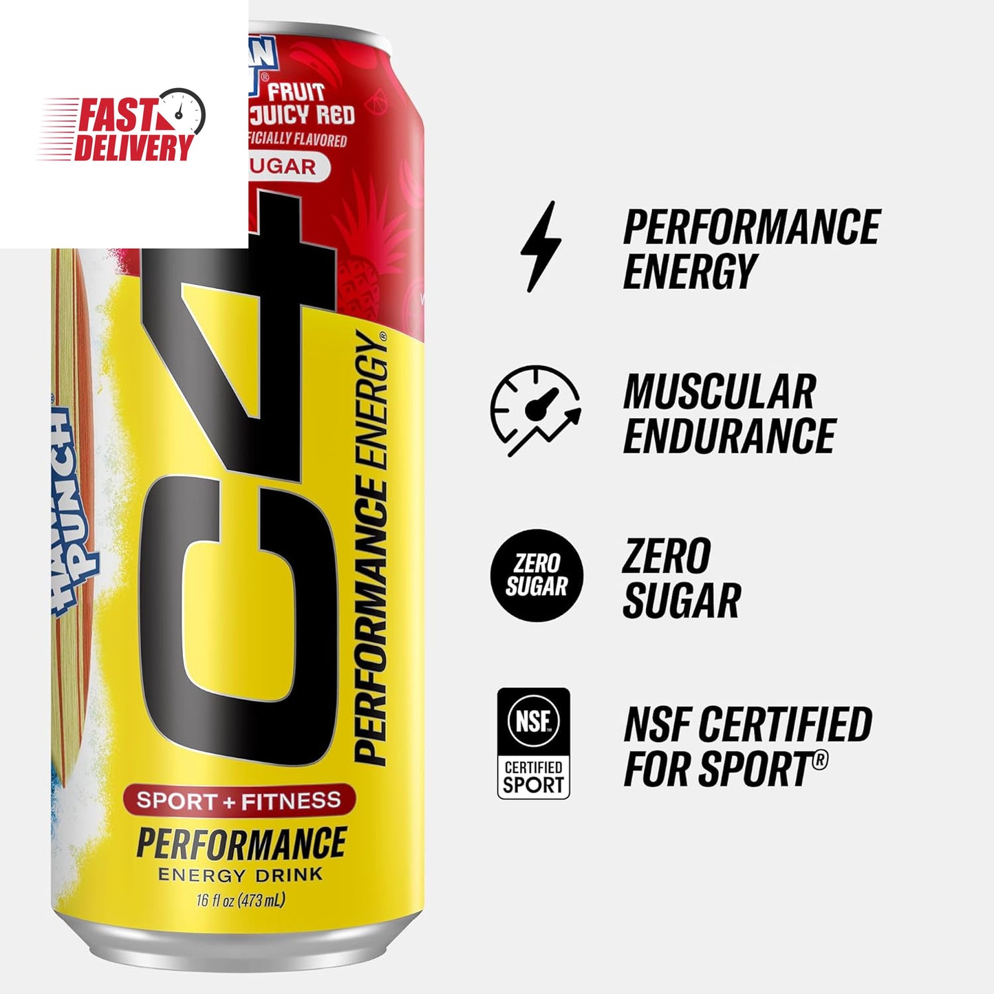 C4 Energy Drink X HAWAIIAN PUNCH™, Carbonated Sugar Free Pre Workout Performance