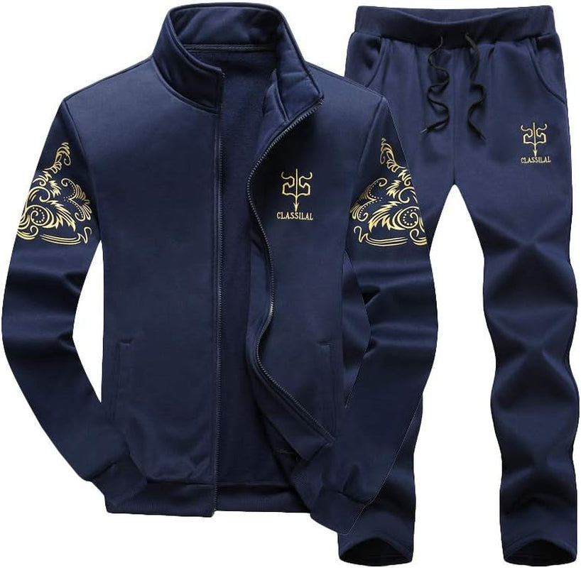 Men'S 2 Pieces Tracksuits Running Jogging Sports Suits Athletic Long Sleeve Sweatsuit