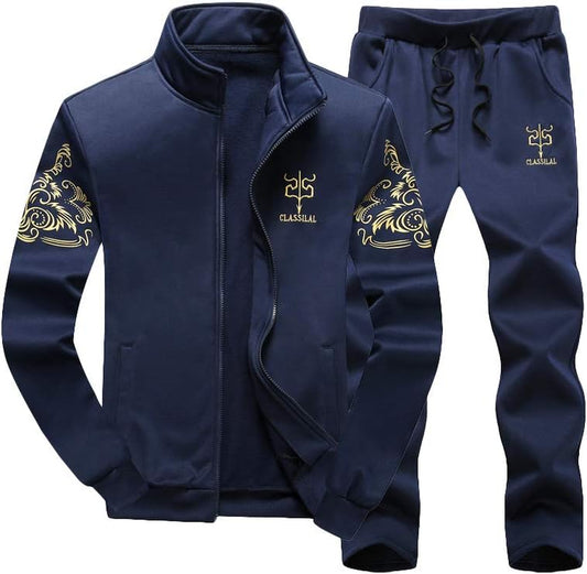 Men'S 2 Pieces Tracksuits Running Jogging Sports Suits Athletic Long Sleeve Sweatsuit