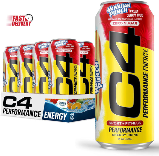 C4 Energy Drink X HAWAIIAN PUNCH™, Carbonated Sugar Free Pre Workout Performance