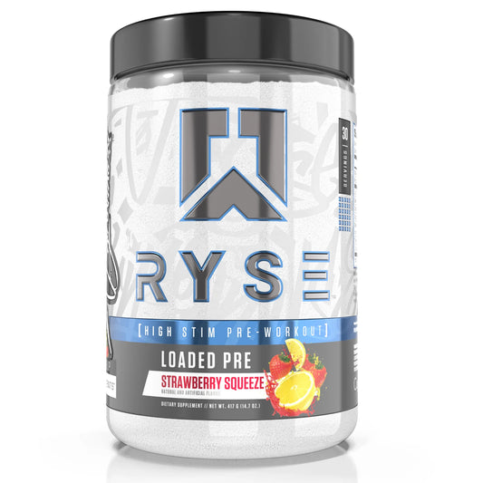 RYSE Loaded Pre Workout Powder Supplement for Men & Women | Pumps, Energy, Focus | Beta Alanine + Citrulline | 390Mg Caffeine | 30 Servings (Strawberry Squeeze)