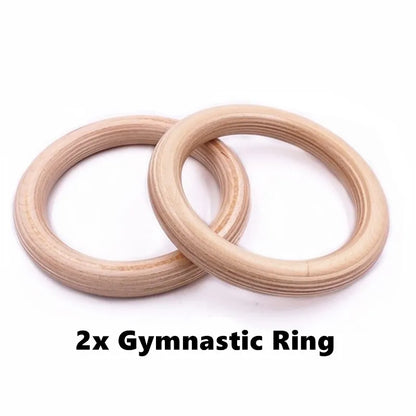 Wooden Gymnastic Rings for Kids 25Mm Gym Ring with Adjustable Straps Buckles Indoor Fitness Crossfit Home Playground Gym Pull-Up
