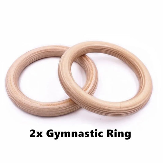 Wooden Gymnastic Rings for Kids 25Mm Gym Ring with Adjustable Straps Buckles Indoor Fitness Crossfit Home Playground Gym Pull-Up