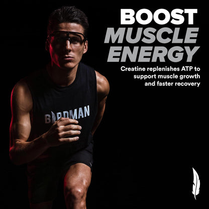 BIRDMAN Micronized Creatine Monohydrate Powder, Organic, Muscle Recovery, Caffei