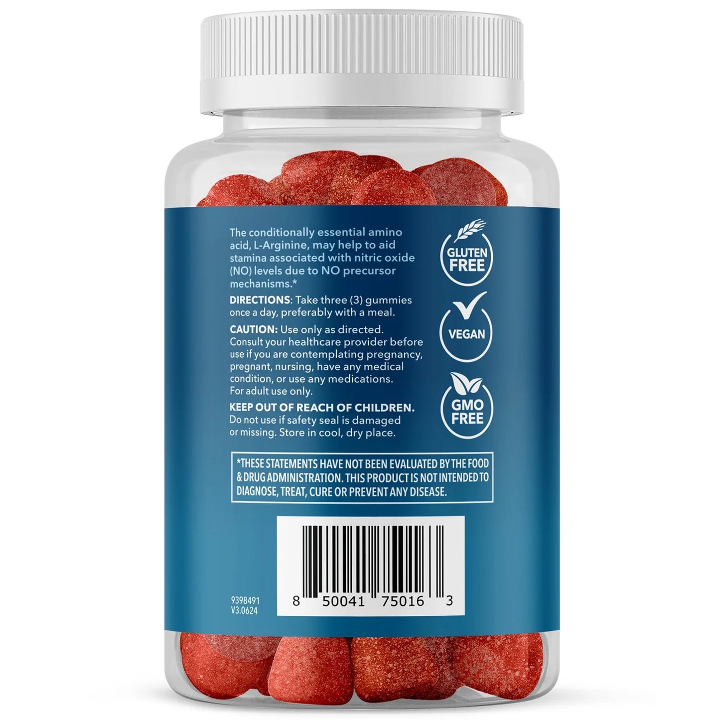 L-Arginine Gummies, Nitric Oxide Supplement with Beet Root, Sour Berry, 90 Count