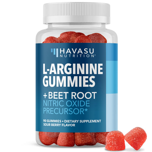 L-Arginine Gummies, Nitric Oxide Supplement with Beet Root, Sour Berry, 90 Count