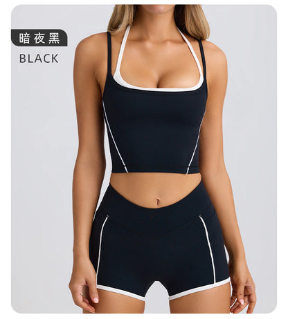 2-Piece Set Of Women's Clothing Sports Suit Underwear Vest Shorts Suspenders Bras Pilates Tight Fitting High Elasticity Fitness