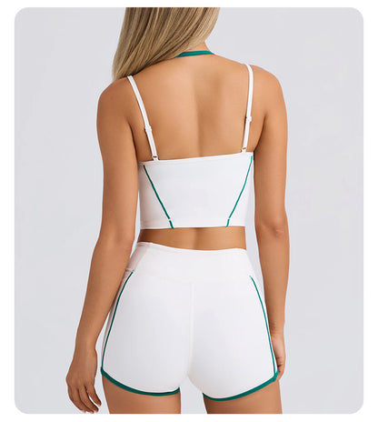 2-Piece Set Of Women's Clothing Sports Suit Underwear Vest Shorts Suspenders Bras Pilates Tight Fitting High Elasticity Fitness