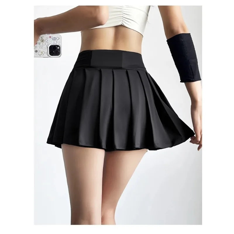 Sports Short Skirt Women's Summer Anti Glare Yoga Pants Fitness Clothes Quick Drying Breathable High Waist Pleated Tennis Skirt