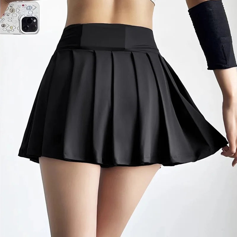 Sports Short Skirt Women's Summer Anti Glare Yoga Pants Fitness Clothes Quick Drying Breathable High Waist Pleated Tennis Skirt