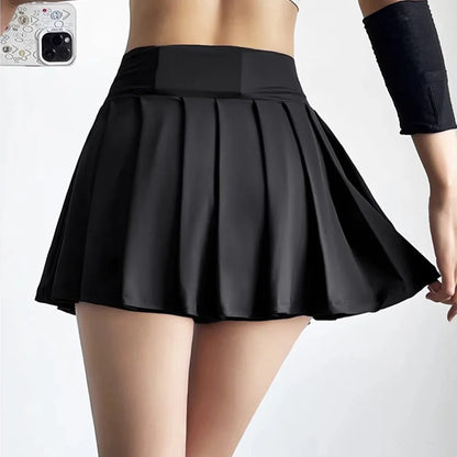 Sports Short Skirt Women's Summer Anti Glare Yoga Pants Fitness Clothes Quick Drying Breathable High Waist Pleated Tennis Skirt