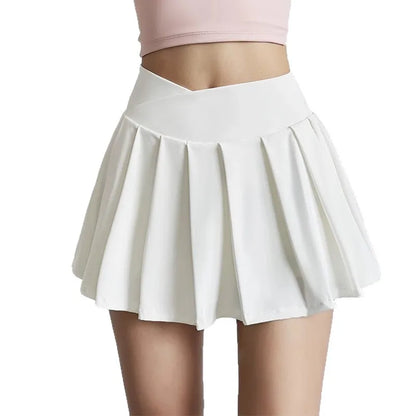 Sports Short Skirt Women's Summer Anti Glare Yoga Pants Fitness Clothes Quick Drying Breathable High Waist Pleated Tennis Skirt