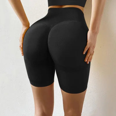 Women Sport Shorts Sexy High Waist Tight Shorts Gym Workout Seamless Hip Short Leggings for Women Summer Cycling Black Shorts