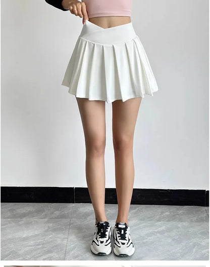 Sports Short Skirt Women's Summer Anti Glare Yoga Pants Fitness Clothes Quick Drying Breathable High Waist Pleated Tennis Skirt