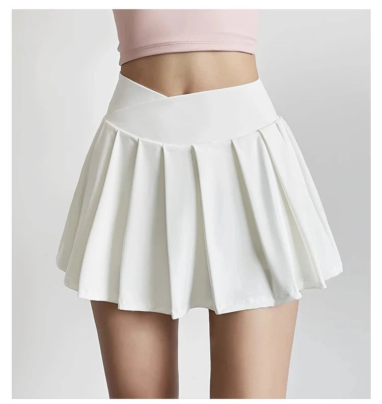 Sports Short Skirt Women's Summer Anti Glare Yoga Pants Fitness Clothes Quick Drying Breathable High Waist Pleated Tennis Skirt