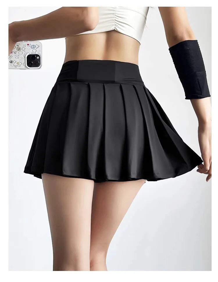 Sports Short Skirt Women's Summer Anti Glare Yoga Pants Fitness Clothes Quick Drying Breathable High Waist Pleated Tennis Skirt