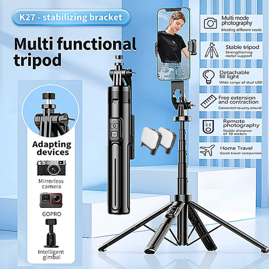 FANGTUOSI  New Selfie Stick Universal Bluetooth Four-legged tripod 1.3 Meter Mobile Phone Stand Anti-shake Live Broadcast