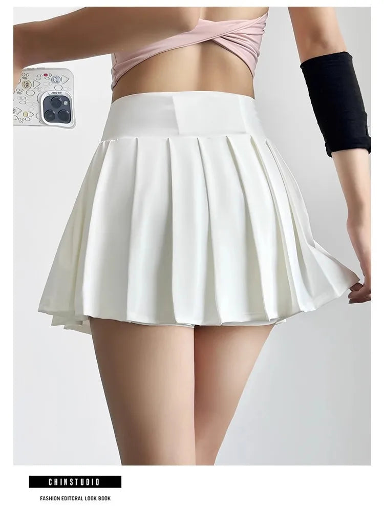 Sports Short Skirt Women's Summer Anti Glare Yoga Pants Fitness Clothes Quick Drying Breathable High Waist Pleated Tennis Skirt
