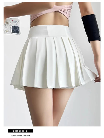 Sports Short Skirt Women's Summer Anti Glare Yoga Pants Fitness Clothes Quick Drying Breathable High Waist Pleated Tennis Skirt