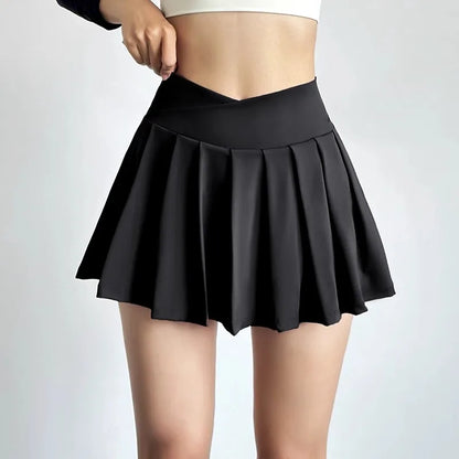 Sports Short Skirt Women's Summer Anti Glare Yoga Pants Fitness Clothes Quick Drying Breathable High Waist Pleated Tennis Skirt