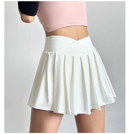 Sports Short Skirt Women's Summer Anti Glare Yoga Pants Fitness Clothes Quick Drying Breathable High Waist Pleated Tennis Skirt