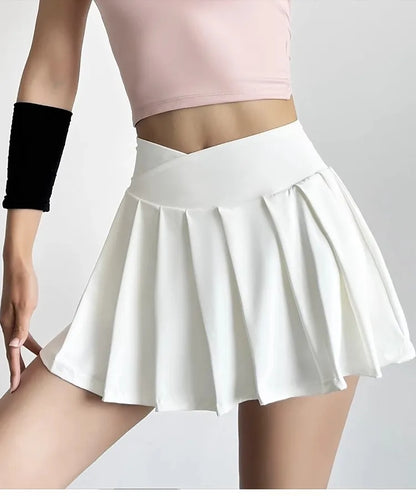 Sports Short Skirt Women's Summer Anti Glare Yoga Pants Fitness Clothes Quick Drying Breathable High Waist Pleated Tennis Skirt