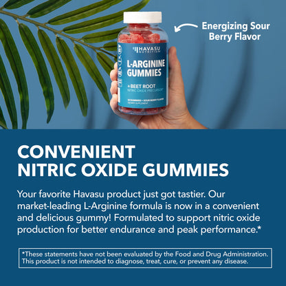 L-Arginine Gummies, Nitric Oxide Supplement with Beet Root, Sour Berry, 90 Count