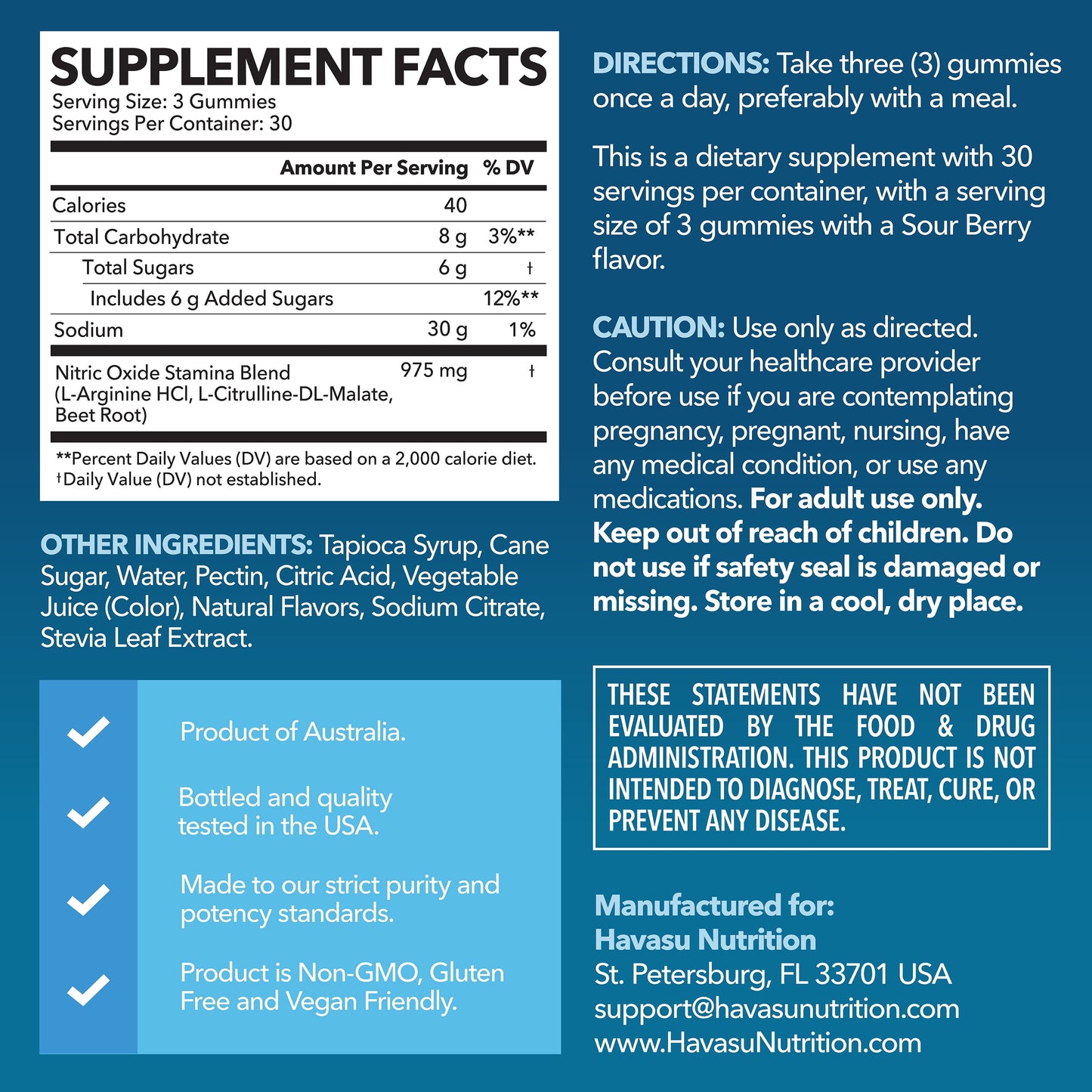 L-Arginine Gummies, Nitric Oxide Supplement with Beet Root, Sour Berry, 90 Count