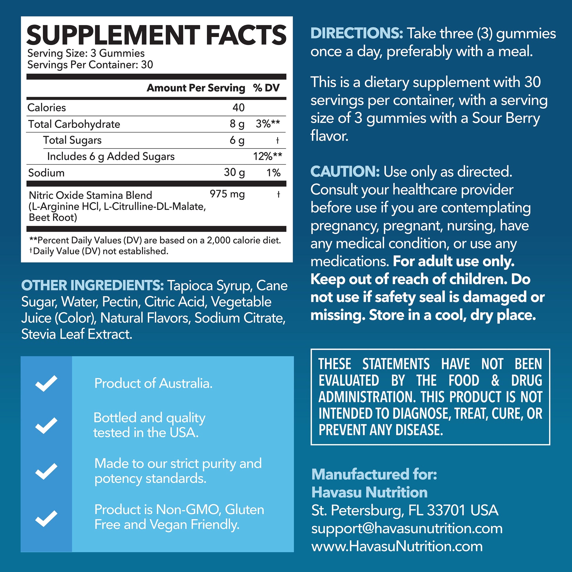 L-Arginine Gummies, Nitric Oxide Supplement with Beet Root, Sour Berry, 90 Count