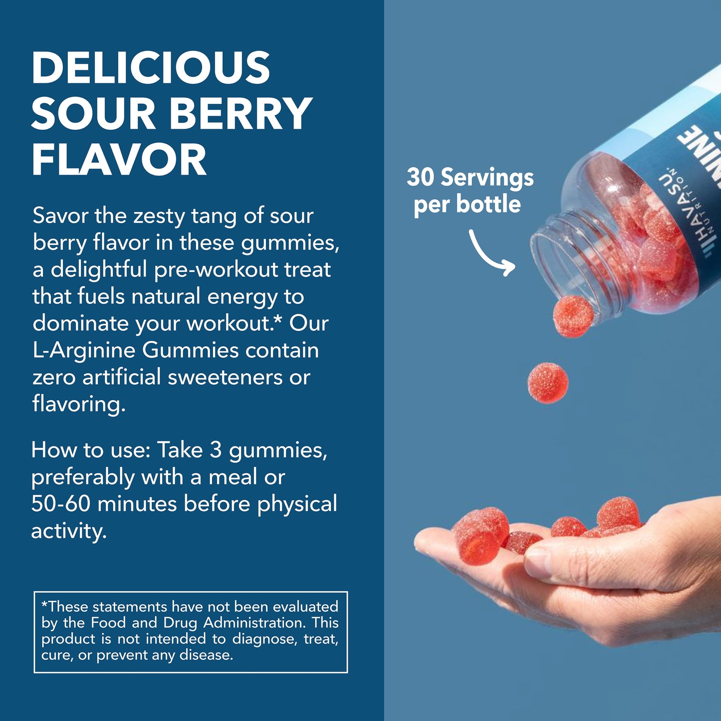 L-Arginine Gummies, Nitric Oxide Supplement with Beet Root, Sour Berry, 90 Count