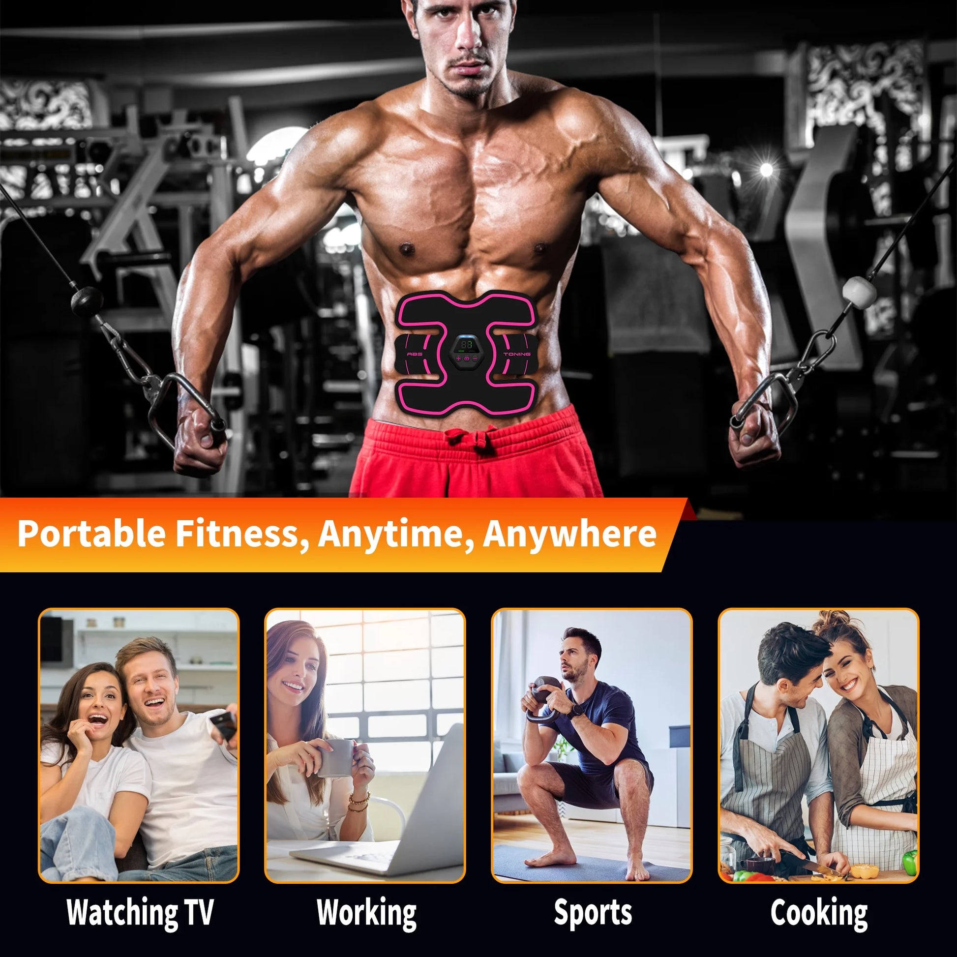 Abs Stimulator for Men and Women, Abs Workout Equipment, Smart Fitness Abdominal Toning Belt Trainer for Home Sports Office Exercise