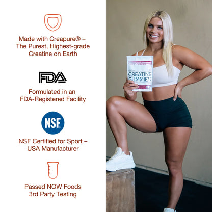 Creatine Gummies, Muscle Growth Support for Men and Women, Peach Mango, 90 Count